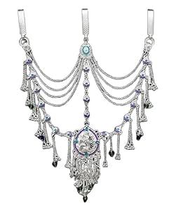Ethnic Silver-Plated Borla Headpiece with Violet, Aqua, and Green ...