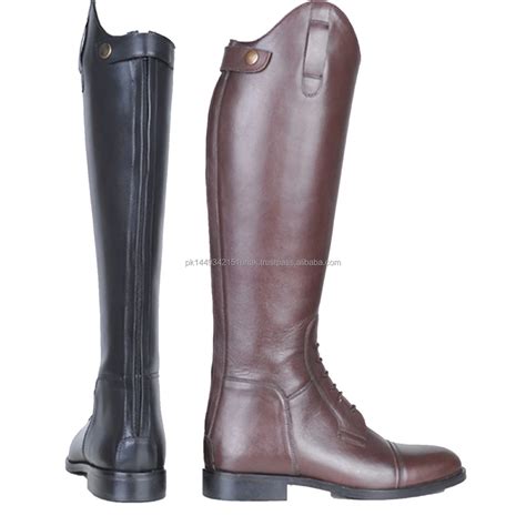 Equestrian Long Zipper Boots Leather Men Horse Riding Tall Real Leather ...