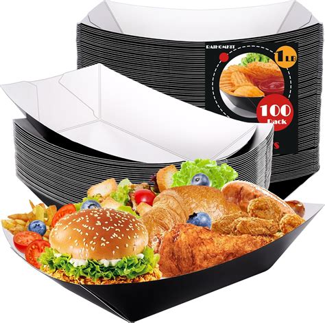 Amazon.com: 150 Pcs Disposable Paper Food Tray Paper Food Boats 3lb ...
