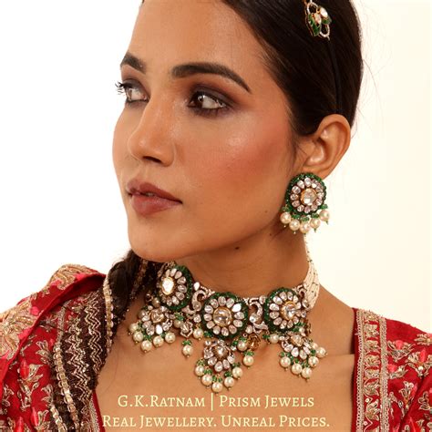 14k Gold and Diamond Polki Open Setting victorian-finish Choker Neckla ...