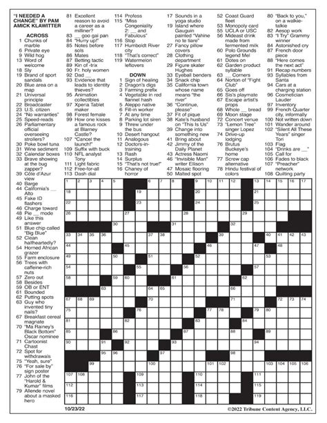La Crossword Puzzle Answers Today - Free Printable Crosswords