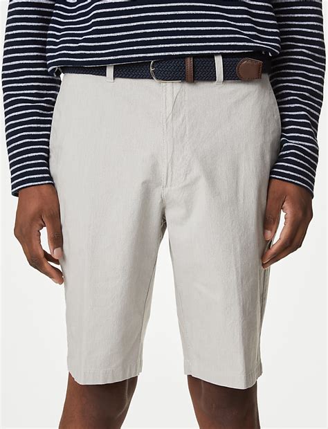 Buy Striped Belted Stretch Chino Shorts at Marks & Spencer