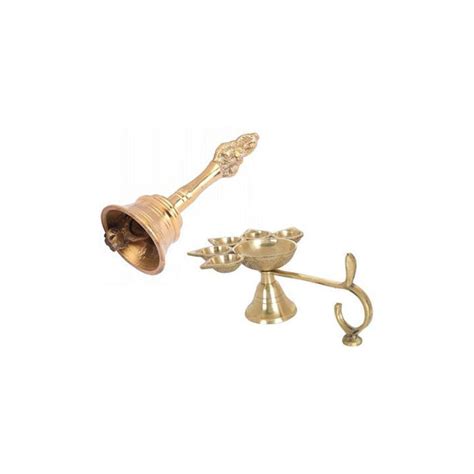 Combo Of 5 Face Puja Camphor Burner Lamp Panch Aarti Jyoti With Brass ...
