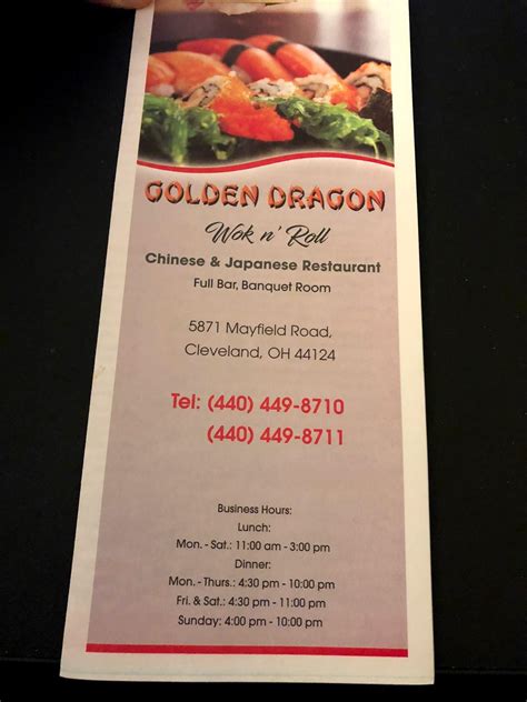 Menu at Golden Dragon Restaurant, Mayfield Heights, Mayfield Rd
