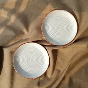 Buy VarEesha Handmade White Matt Brown Border Ceramic Quarter Plates ...