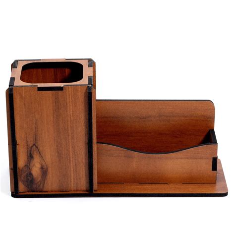 Wooden Pen Stand With Business Card Holder - My Creatives