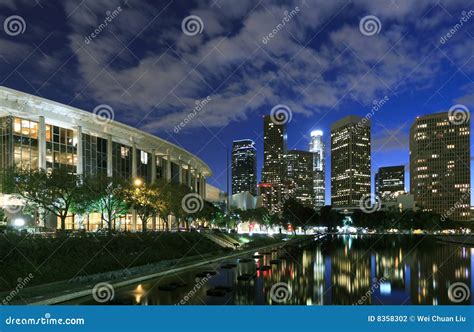 Los Angeles Skyline at Night Stock Photo - Image of sunset, urban: 8358302