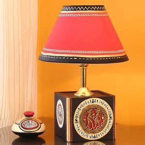 ExclusiveLane Dhokra & Warli Art Handcrafted In wooden Table Lamp Table ...