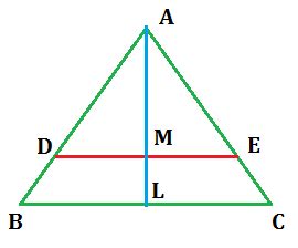 A line parallel to the base of a triangle cuts the triangle cuts the ...