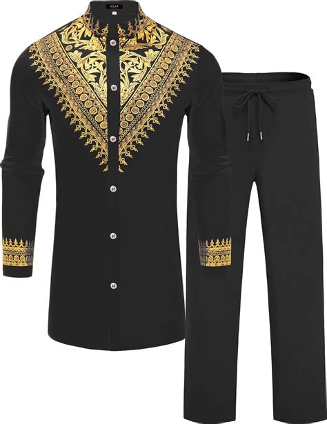 ZSJR Mens African 2 Piece Set Metallic Traditional Suit India | Ubuy
