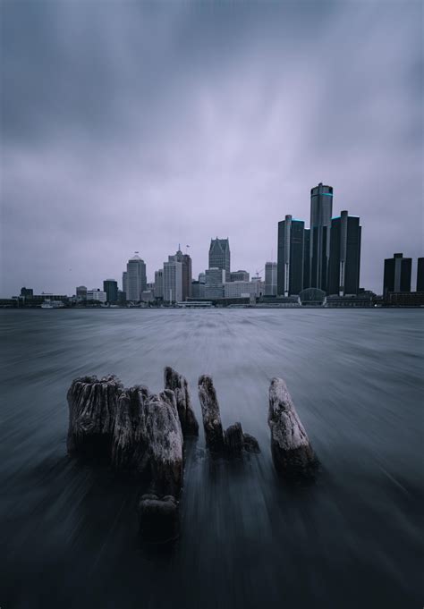 Detroit from Windsor on a very cold and snowy morning [OC] : r/Detroit