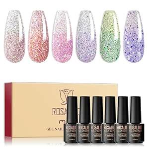 Buy ROSALIND 6PCS Color Changing Glitter Gel Nail Polish Set, 6PCS ...