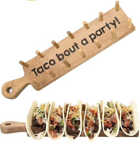 Wooden Taco Holder Tray Stand Classic Rack Holds 6 Soft | Desertcart INDIA