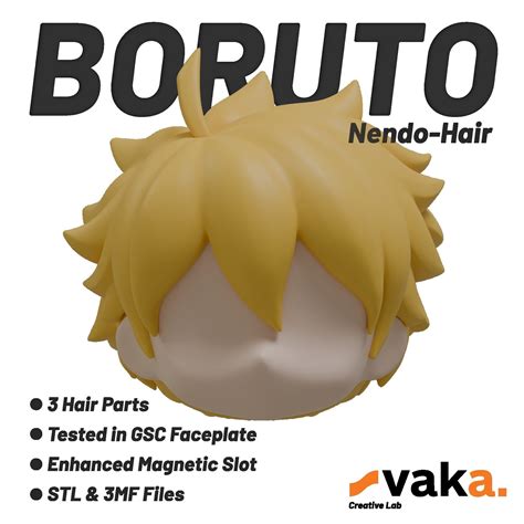 Spiky Anime-Style Boruto Hair for Nendoroid STL 3D Print Files 3D model ...
