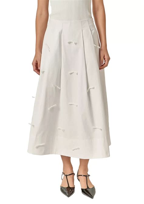 ENGLISH FACTORY BOW DETAILED POPLIN MIDI SKIRT | Belk