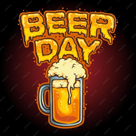 Happy beer day glass mascot vector illustrations for your work logo ...