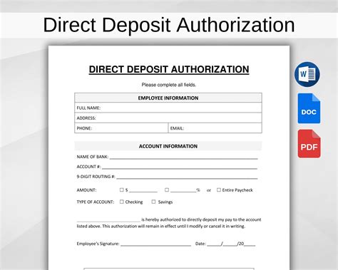 Printable Direct Deposit Form Template - Free Printable Blank Worksheets for Teachers & Students