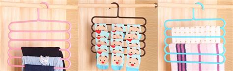 Zollyss 5 Layer Plastic Multipurpose Clothes Hanger, Set of 5 (Assorted ...