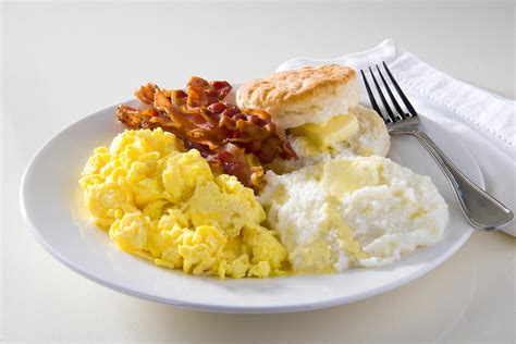 Scrambled Eggs And Bacon And Biscuits