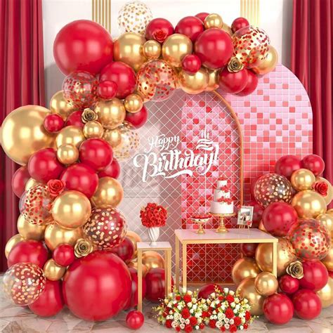 100pcs Red And Gold Balloon Arch Kit, Gold Red Balloon Garland Kit ...