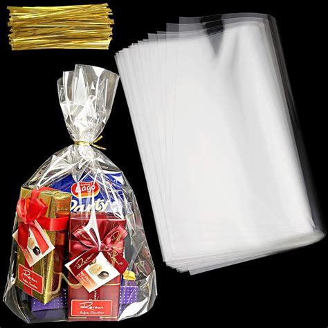 Amazon.com: Cello Cellophane Treat Bags Clear Flat for Gift Wrapping ...