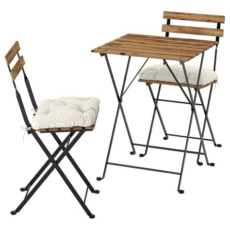 TÄRNÖ table+2 chairs, outdoor, black/light brown stained foldable ...