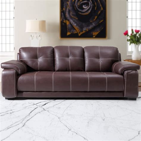 Marina Pro Leatherette 3 Seater Sofa-Dark Brown : Amazon.in: Home & Kitchen