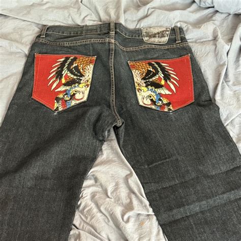 Size 36-30 Ed hardy pants pretty sick pocket hits... - Depop