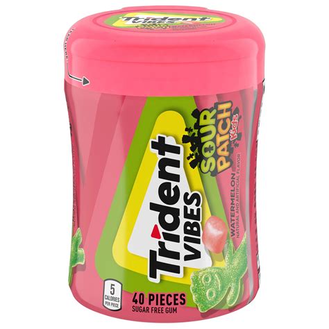 Trident Vibes Sour Patch Kids Watermelon Sugar Free Gum Bottle - Shop ...