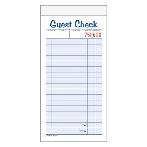 Adams Guest Check Pads, 2-Part, Carbonless, White/Canary, 3-3/8" x 6-3/ ...