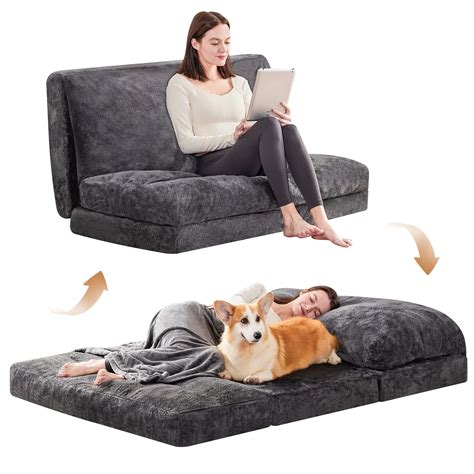 Bean Bag Bed, Folding Floor Sofa Bed Chair with Blanket, Full Floor ...