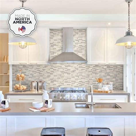 Smart Tiles Crescendo Ciotta Ivory 10-in x 10-in Glossy Resin Mixed ...