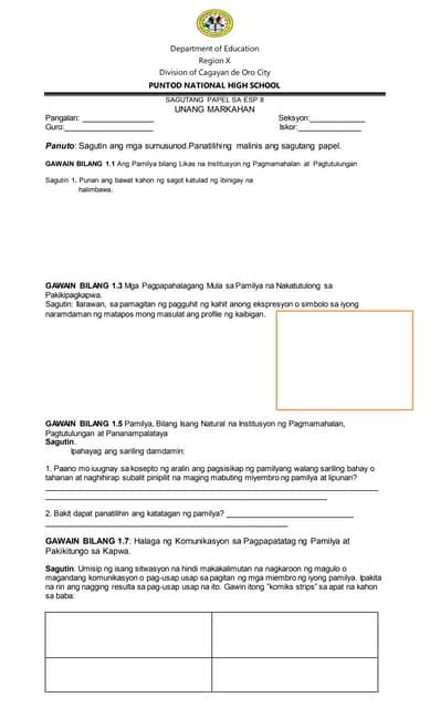 Image result for Answer Key Grade 8 ESP