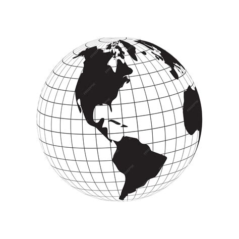 Premium Vector | Globe silhouette of america continent map, earth latitude and longitude line ...