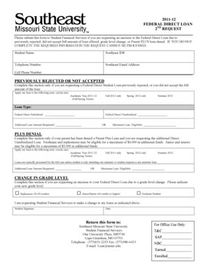Federal Direct Loan 2nd Request Form - Blank Fillable Template | Fill ...