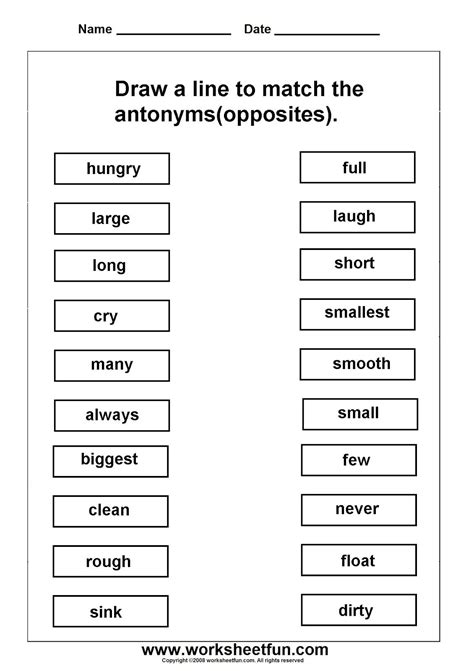 4_worksheets_antonyms_first_grade | Synonym worksheet, 2nd grade ...