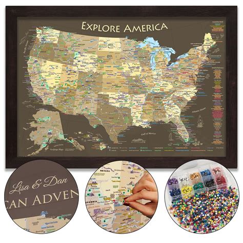 Custom National Park Map With Pins Nps Travel Tracker Brown ...