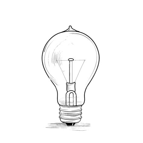 Simple Black Line Drawing Light Bulb Vector, Bulb Drawing, Light ...