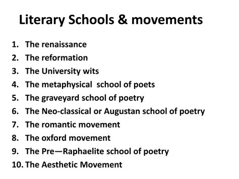a lecture on Literary Schools & movements.pptx - list of literary movements