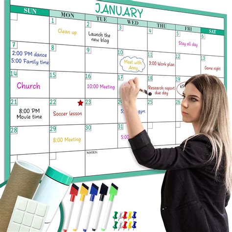 Large Dry Erase Monthly White Board Calendar for Wall 36″ by 24 ...