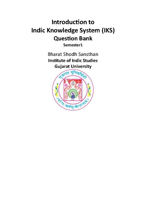 IKS question bank Both mediums-2 - Introduction to Indic Knowledge ...