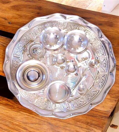 Sigaram Silver Plated Pooja Thali Arthi Set for Home & Temple Pooja ...