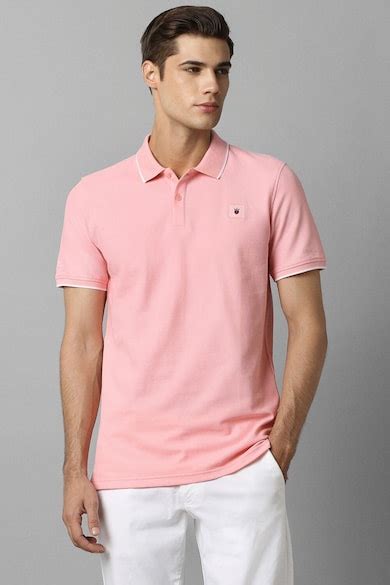 Buy Men Pink Solid Polo Neck T-shirt Online - 938294 | Louis Philippe