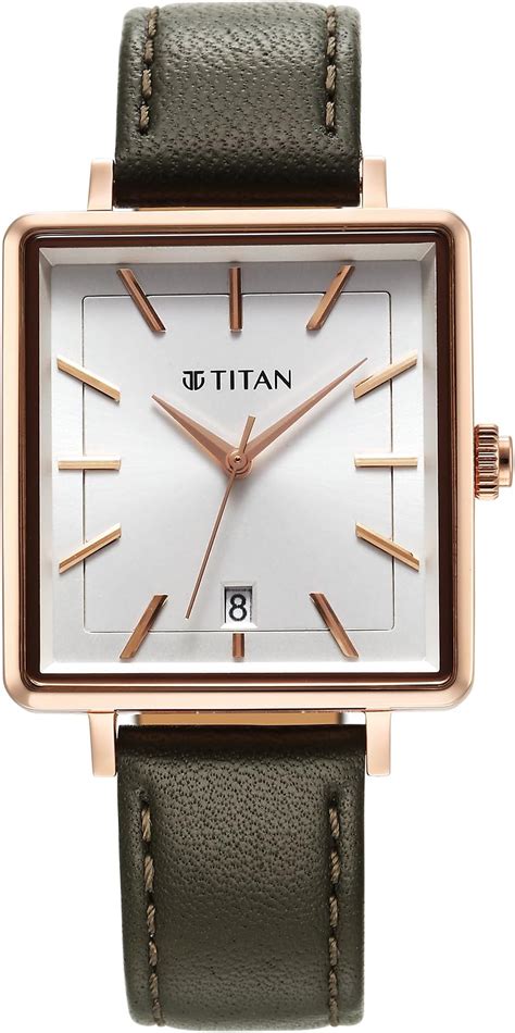Titan Minimalists Quartz Analog with Date Silver Dial Black Leather ...