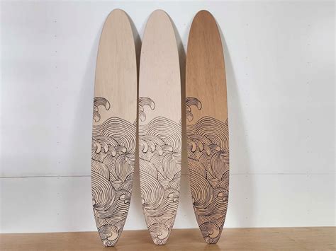 Wave Surfboard Wall Art | Surfboard Wall Decor | Wave Drawing ...