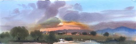 Long Sunset Painting by Owen Hunt | Saatchi Art