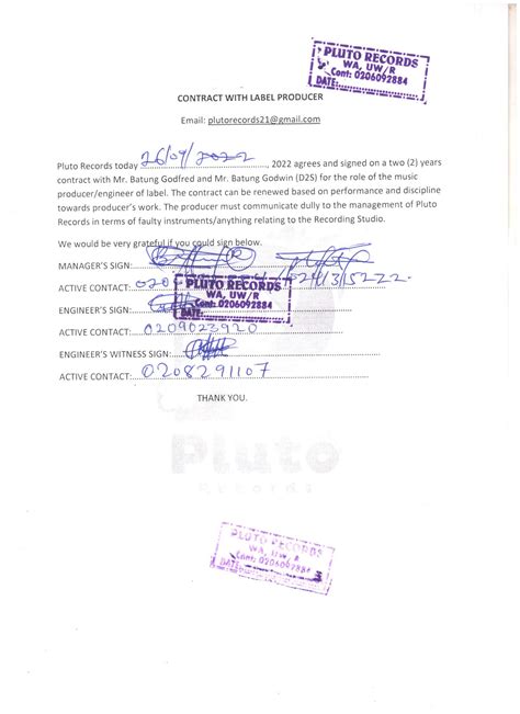 We put down our signature to a two (2) year contract with Pluto Studio ...