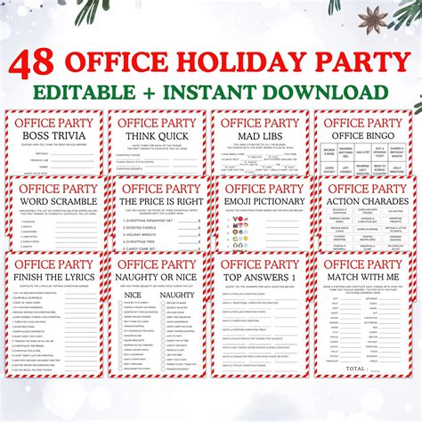 48 Office Holiday Party Games Bundle: Printable & Editable (CANVA) - Etsy