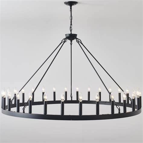 Viksroeo 53 Inch Black Extra Large Wagon Wheel Chandelier, 30-Lights ...