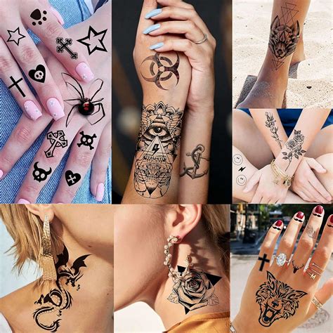 Buy VANTATY 50 Sheets Black Temporary Tattoos For Men Adults Ealge ...